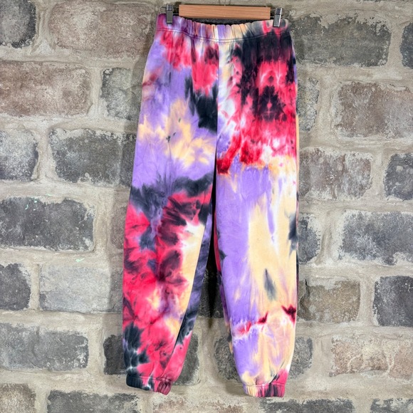 Refuge Athletics Pants - Refuge Athletics Tie Dye Sweatpants Purple Pink Black Yellow Jogger Pants XS